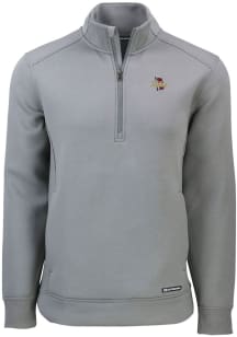 Mens Tulsa Golden Hurricane Grey Cutter and Buck Roam Qtr Zip Pullover