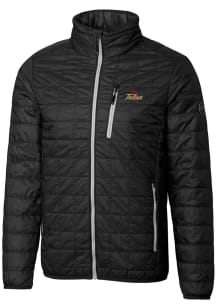 Mens Tulsa Golden Hurricane Black Cutter and Buck Rainier PrimaLoft Filled Jacket