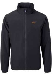 Mens Tulsa Golden Hurricane Black Cutter and Buck Charter Eco Light Weight Jacket