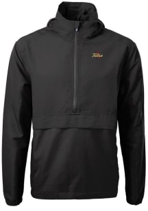 Mens Tulsa Golden Hurricane Black Cutter and Buck Charter Eco Pullover Jackets