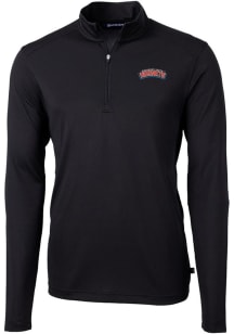 Cutter and Buck Delaware State Hornets Mens Black Virtue Eco Pique Big and Tall Qtr Zip