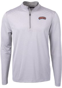 Cutter and Buck Delaware State Hornets Mens Grey Virtue Eco Pique Big and Tall 1/4 Zip Pullover