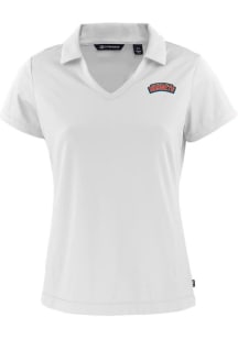 Cutter and Buck Delaware State Hornets Womens White Daybreak V Neck Short Sleeve Polo Shirt