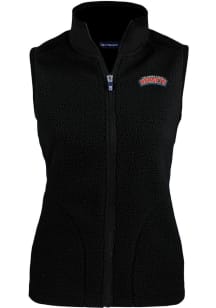 Cutter and Buck Delaware State Hornets Womens Black Cascade Sherpa Vest