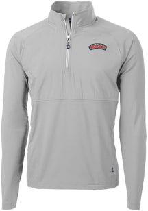 Cutter and Buck Delaware State Hornets Mens Grey Adapt Eco Long Sleeve 1/4 Zip Pullover