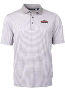 Cutter and Buck Delaware State Hornets Mens Grey Virtue Eco Pique Micro Stripe Short Sleeve Polo