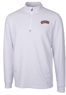 Cutter and Buck Delaware State Hornets Mens White Traverse Long Sleeve 1/4 Zip Pullover