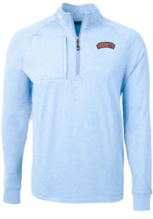 Cutter and Buck Delaware State Hornets Mens Light Blue Adapt Eco Long Sleeve 1/4 Zip Pullover