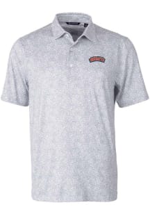 Cutter and Buck Delaware State Hornets Mens Grey Pike Short Sleeve Polo