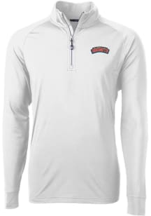 Cutter and Buck Delaware State Hornets Mens White Adapt Eco Long Sleeve 1/4 Zip Pullover