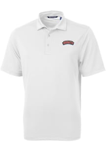 Cutter and Buck Delaware State Hornets Mens White Virtue Eco Pique Short Sleeve Polo