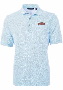 Cutter and Buck Delaware State Hornets Mens Light Blue Virtue Eco Pique Short Sleeve Polo