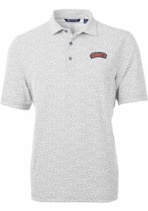 Cutter and Buck Delaware State Hornets Mens Grey Virtue Eco Pique Short Sleeve Polo