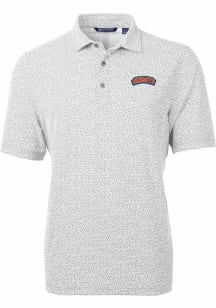 Cutter and Buck Delaware State Hornets Mens Grey Virtue Eco Pique Botanical Short Sleeve Polo