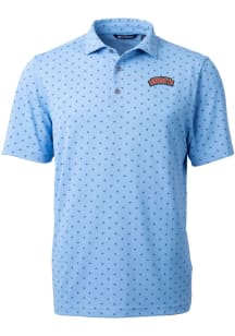 Cutter and Buck Delaware State Hornets Mens Blue Virtue Eco Pique Tile Short Sleeve Polo