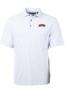 Cutter and Buck Delaware State Hornets Mens White Virtue Eco Pique Tile Short Sleeve Polo