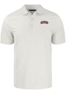 Cutter and Buck Delaware State Hornets Mens White Pike Symmetry Short Sleeve Polo
