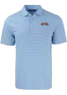 Cutter and Buck Delaware State Hornets Mens Light Blue Forge Double Stripe Short Sleeve Polo