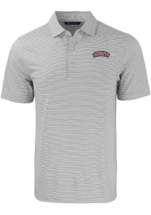 Cutter and Buck Delaware State Hornets Mens Grey Forge Double Stripe Short Sleeve Polo
