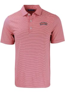 Cutter and Buck Delaware State Hornets Mens Red Forge Double Stripe Short Sleeve Polo