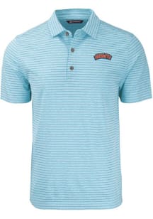 Cutter and Buck Delaware State Hornets Mens Light Blue Forge Heather Stripe Short Sleeve Polo
