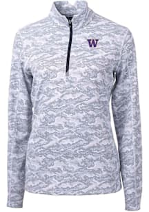 Cutter and Buck Washington Huskies Womens Charcoal Traverse Camo Qtr Zip