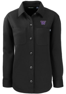 Womens Washington Huskies Black Cutter and Buck Roam Shirt Light Weight Jacket