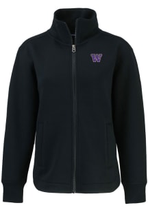 Womens Washington Huskies Black Cutter and Buck Roam Light Weight Jacket