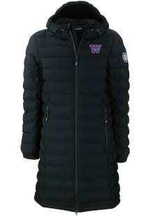 Womens Washington Huskies Black Cutter and Buck Mission Ridge Repreve Long Heavy Weight Jacket