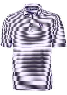 Washington Huskies Purple Cutter and Buck Virtue Eco Pique Stripe Big and Tall Polo