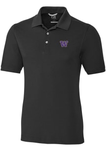 Washington Huskies Black Cutter and Buck Advantage Pique Big and Tall Polo