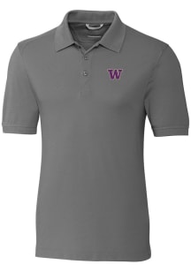 Washington Huskies Grey Cutter and Buck Advantage Pique Big and Tall Polo