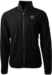 Black Washington Huskies Cutter and Buck Mens Cascade Sherpa Big and Tall Light Weight Jacket