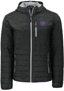 Mens Washington Huskies Black Cutter and Buck Rainier PrimaLoft Hooded Filled Jacket