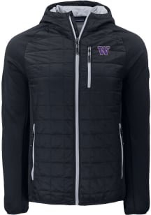 Mens Washington Huskies Black Cutter and Buck Rainier PrimaLoft Hybrid Medium Weight Jacket