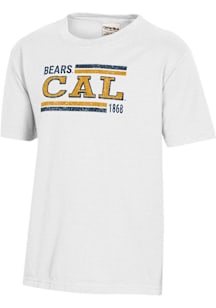 ComfortWash Cal Golden Bears Youth White Striped Garment Dyed Short Sleeve T-Shirt