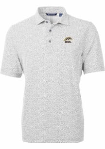 Mens Western Michigan Broncos Grey Cutter and Buck Virtue Eco Pique Botanical Short Sleeve Polo ..