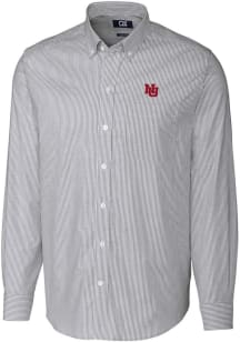Cutter and Buck Nebraska Cornhuskers Mens Charcoal Vault Stretch Oxford Stripe Big and Tall Dres..
