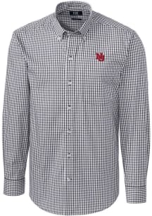 Cutter and Buck Nebraska Cornhuskers Mens Charcoal Easy Care Stretch Big and Tall Dress Shirt
