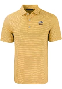 Mens Western Michigan Broncos Gold Cutter and Buck Forge Double Stripe Short Sleeve Polo Shirt