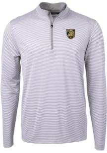 Cutter and Buck Army Black Knights Mens Grey Virtue Eco Pique Stripe Big and Tall 1/4 Zip Pullov..
