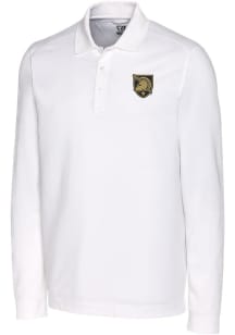 Cutter and Buck Army Black Knights White Advantage Pique Long Sleeve Big and Tall Polo