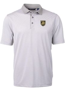Cutter and Buck Army Black Knights Mens Grey Virtue Eco Pique Micro Stripe Short Sleeve Polo