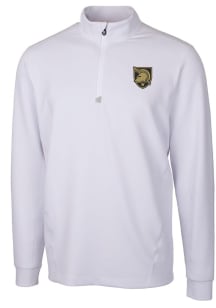 Cutter and Buck Army Black Knights Mens White Traverse Long Sleeve 1/4 Zip Pullover