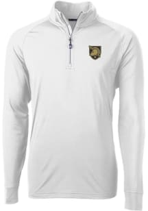 Cutter and Buck Army Black Knights Mens White Adapt Eco Long Sleeve 1/4 Zip Pullover
