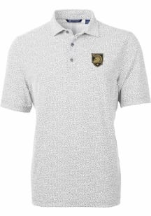 Cutter and Buck Army Black Knights Mens Grey Virtue Eco Pique Botanical Short Sleeve Polo