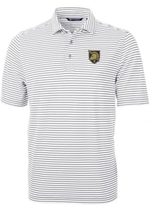 Cutter and Buck Army Black Knights Mens Grey Virtue Eco Pique Stripe Short Sleeve Polo