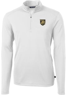 Cutter and Buck Army Black Knights Mens White Virtue Eco Pique Long Sleeve 1/4 Zip Pullover