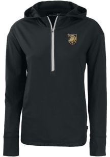 Cutter and Buck Army Black Knights Womens Black Daybreak Hood 1/4 Zip Pullover