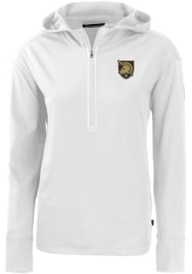 Cutter and Buck Army Black Knights Womens White Daybreak Hood 1/4 Zip Pullover